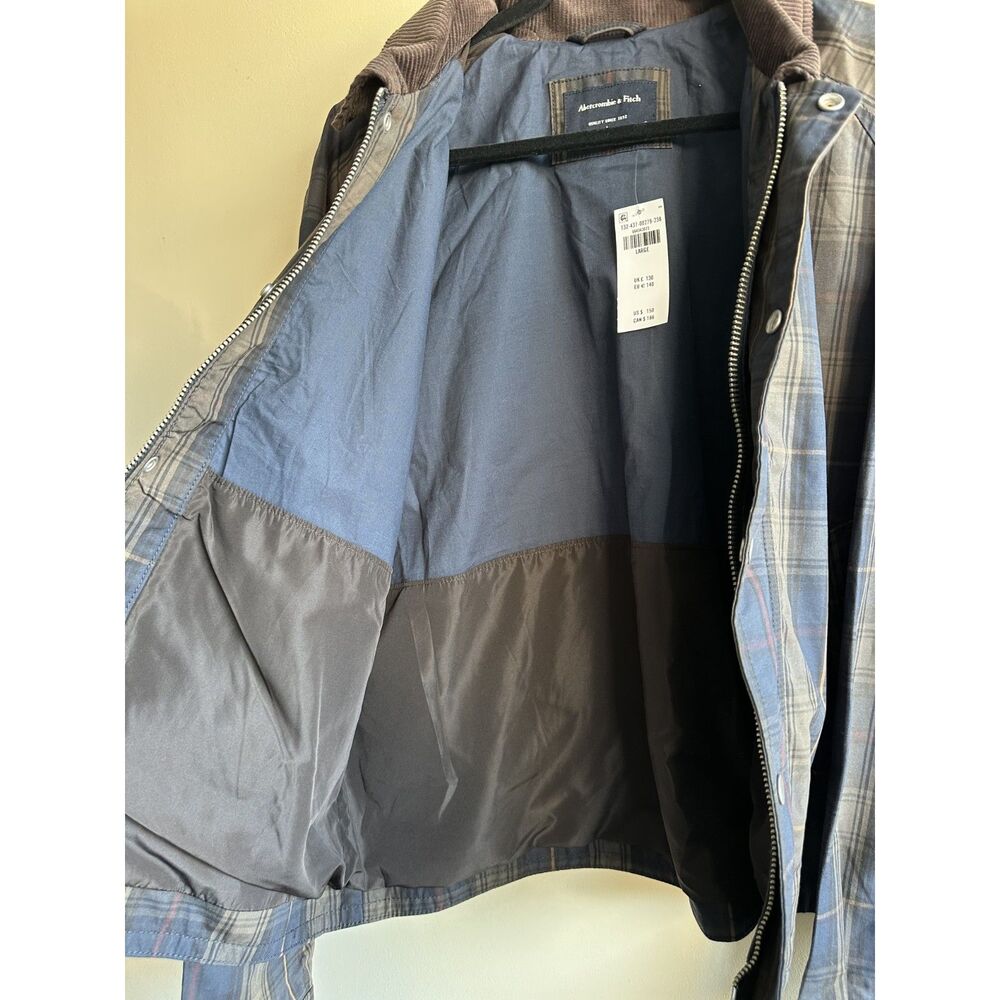NWT Abercrombie & Fitch Waxed Cotton Barn Jacket Plaid Corduroy Collar Large - Picture 5 of 15